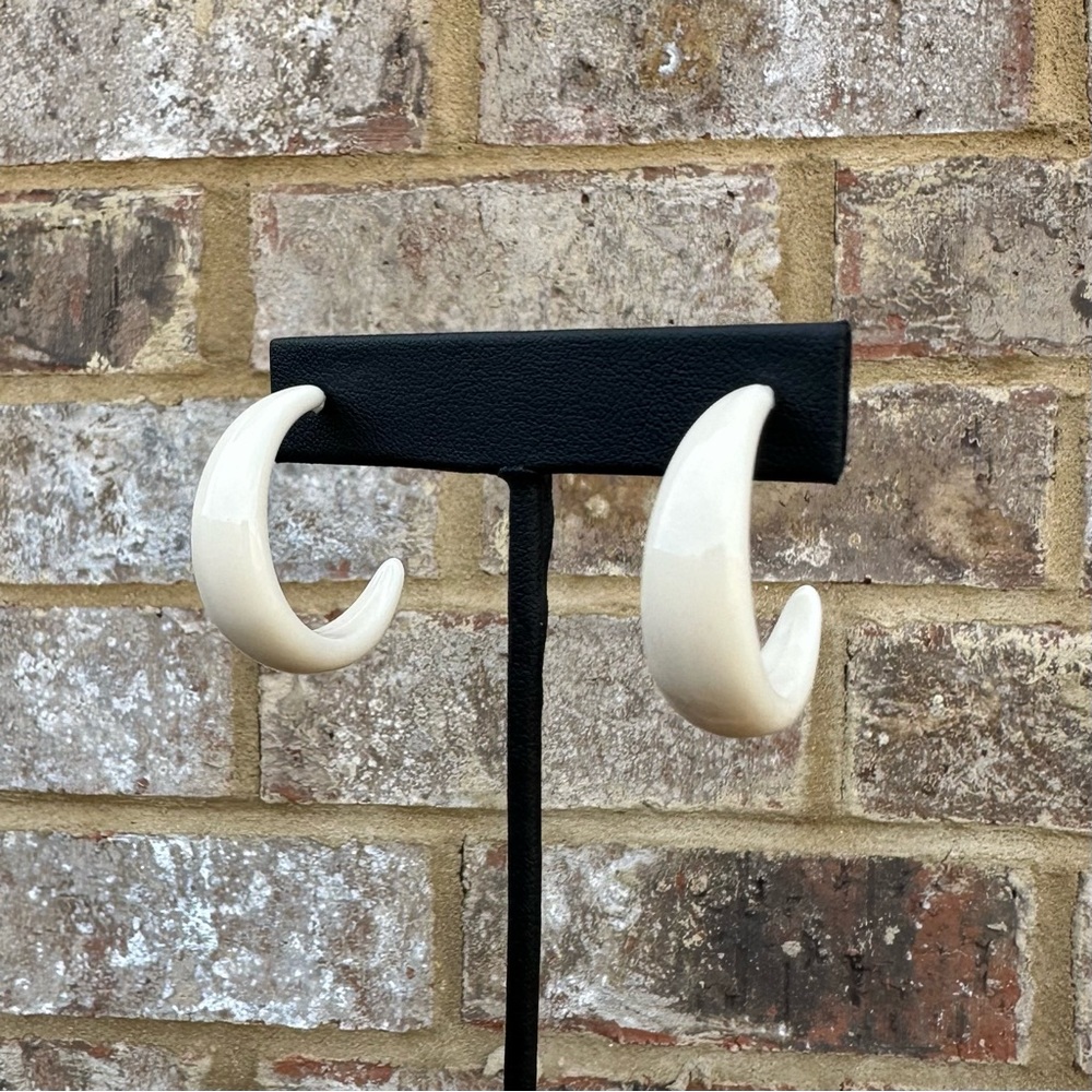 Cream Color Acrylic Half Hoop Earrings